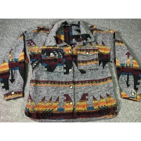 Women's Southwestern Aztec Navajo Jacket Size s Button Adult Distressed - Picture 1 of 3